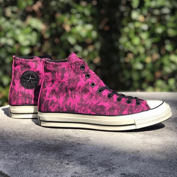 Converse Chuck 70 Hi Fuchsia Camo Denim Sneakers - Picture 7 of 9